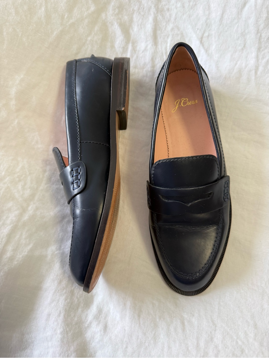 J. Crew | Women’s 7 | Navy Blue Leather Penny Loafers Flat Shoes